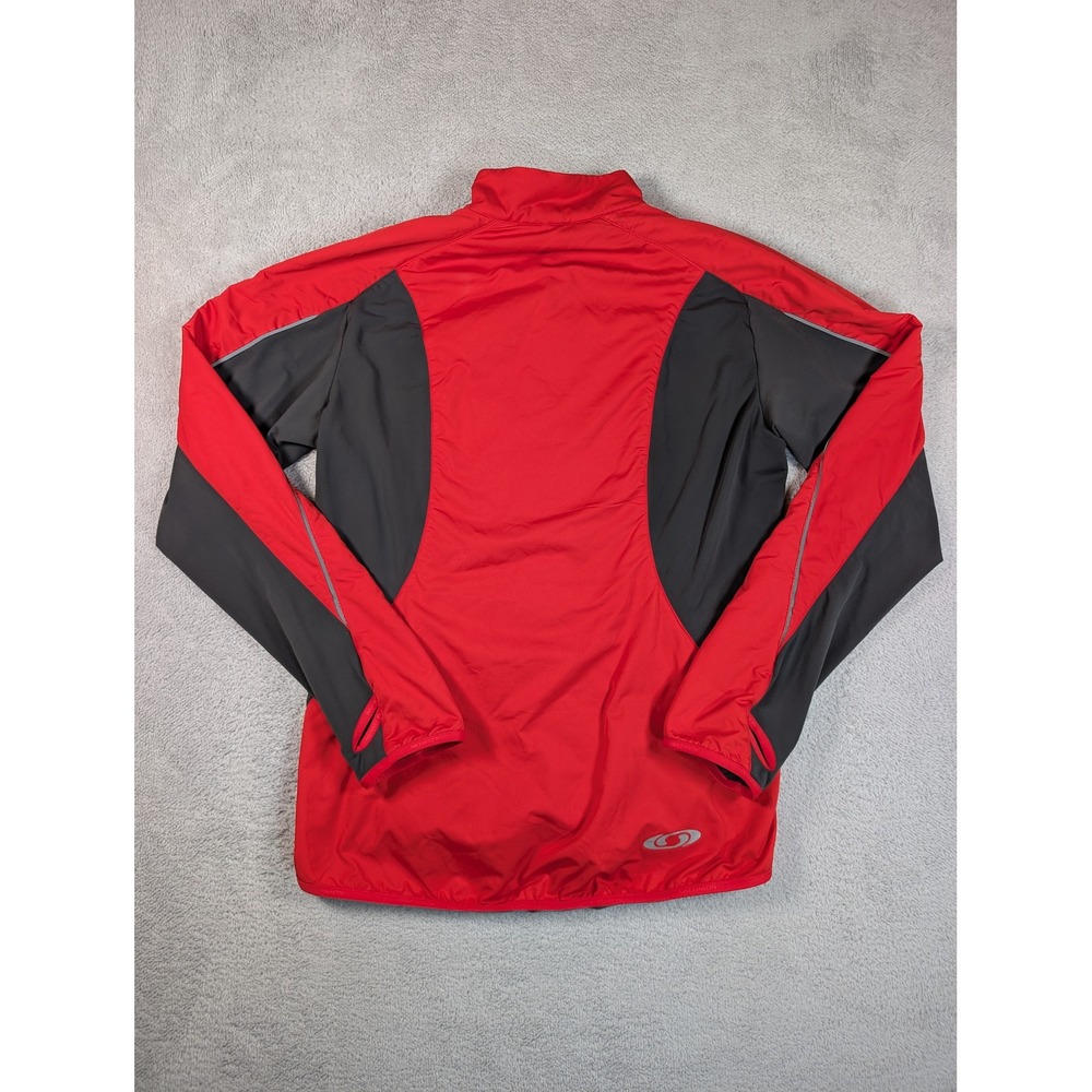 Salomon ClimaWind Mens Large Red Grey Full Zip Running Cycling Jacket L - Picture 10 of 12